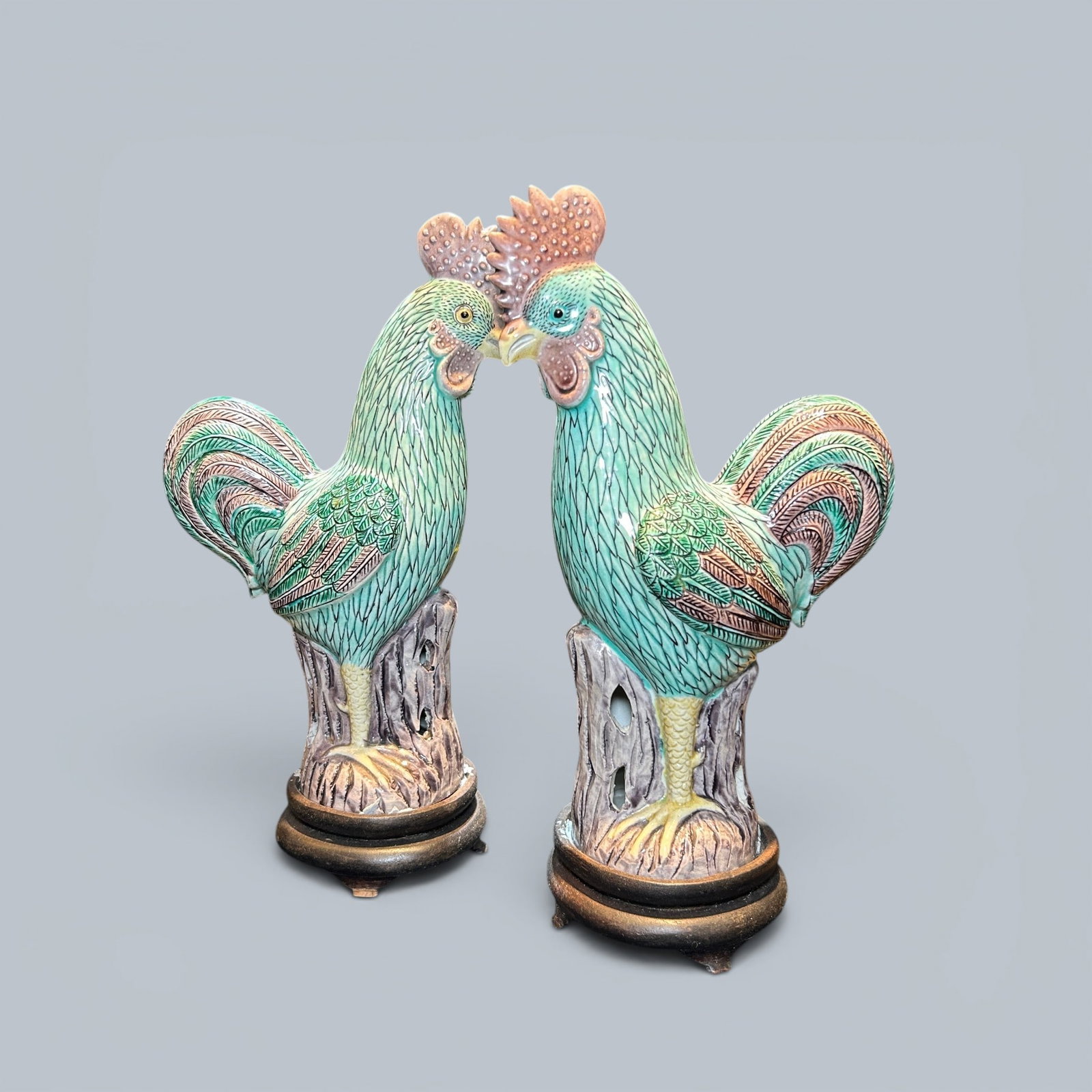 Chinese Art, A Sancai Glazed Chicken-Shaped Vessel, 19th Century, Qing Dynasty: Chinese Art, A Sancai Glazed Chicken-Shaped Vessel, 19th Century, Qing Dynasty, Height 36 cm.