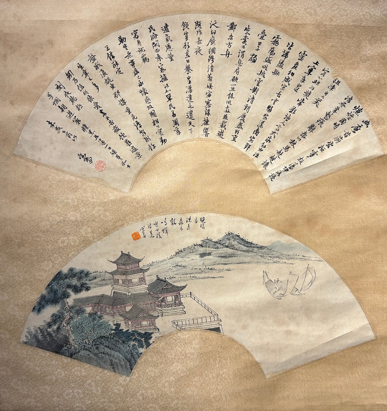 Chinese Art, A Chinese Painting Signed Fu Ru, 20th Century: Chinese Art, A Chinese Painting Signed Fu Ru, 20th Century, Length 52 cm, Width 52 cm.