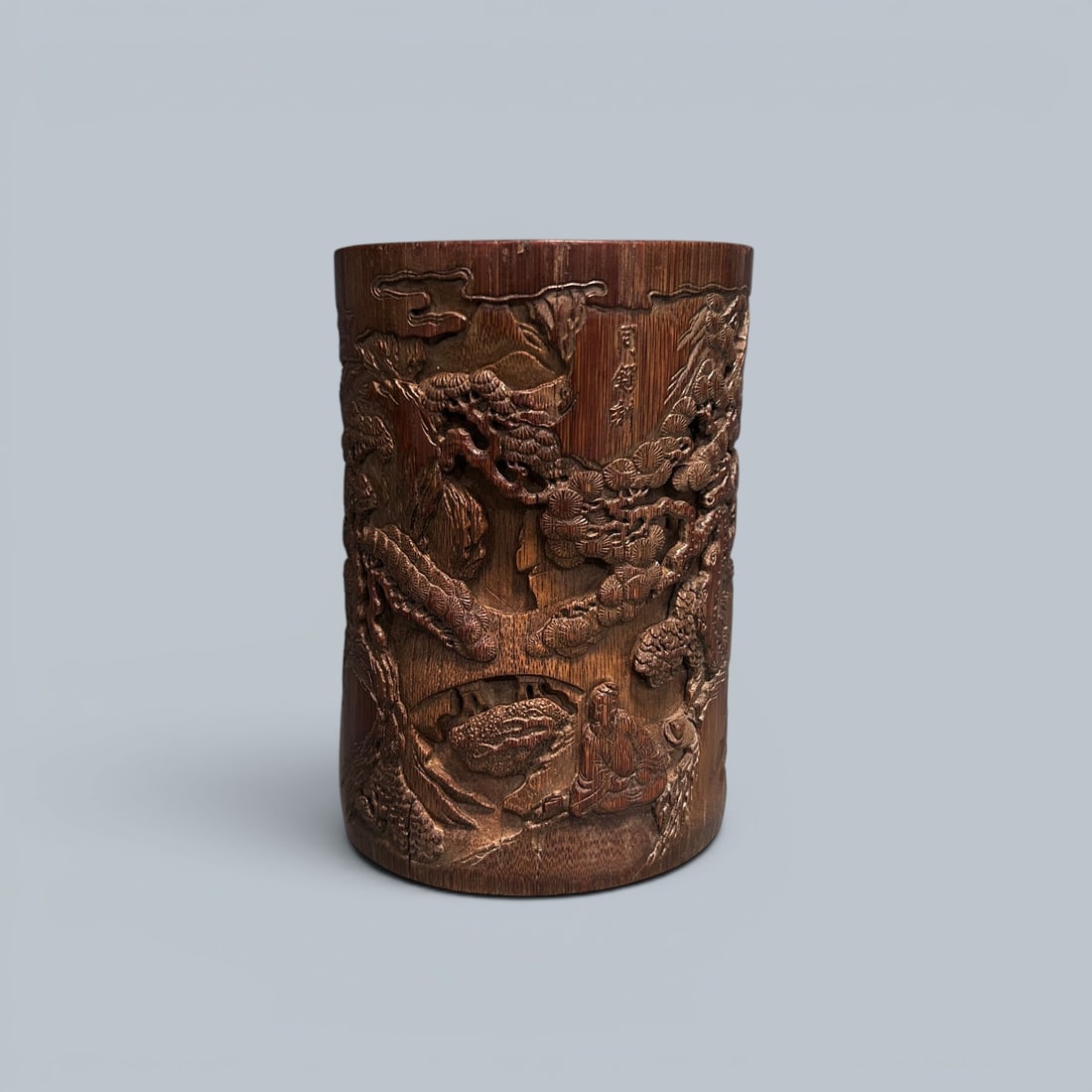 Chinese Art, A Bamboo Carved Brushpot, 18th-19th Century, Qing Dynasty (1 of 11)