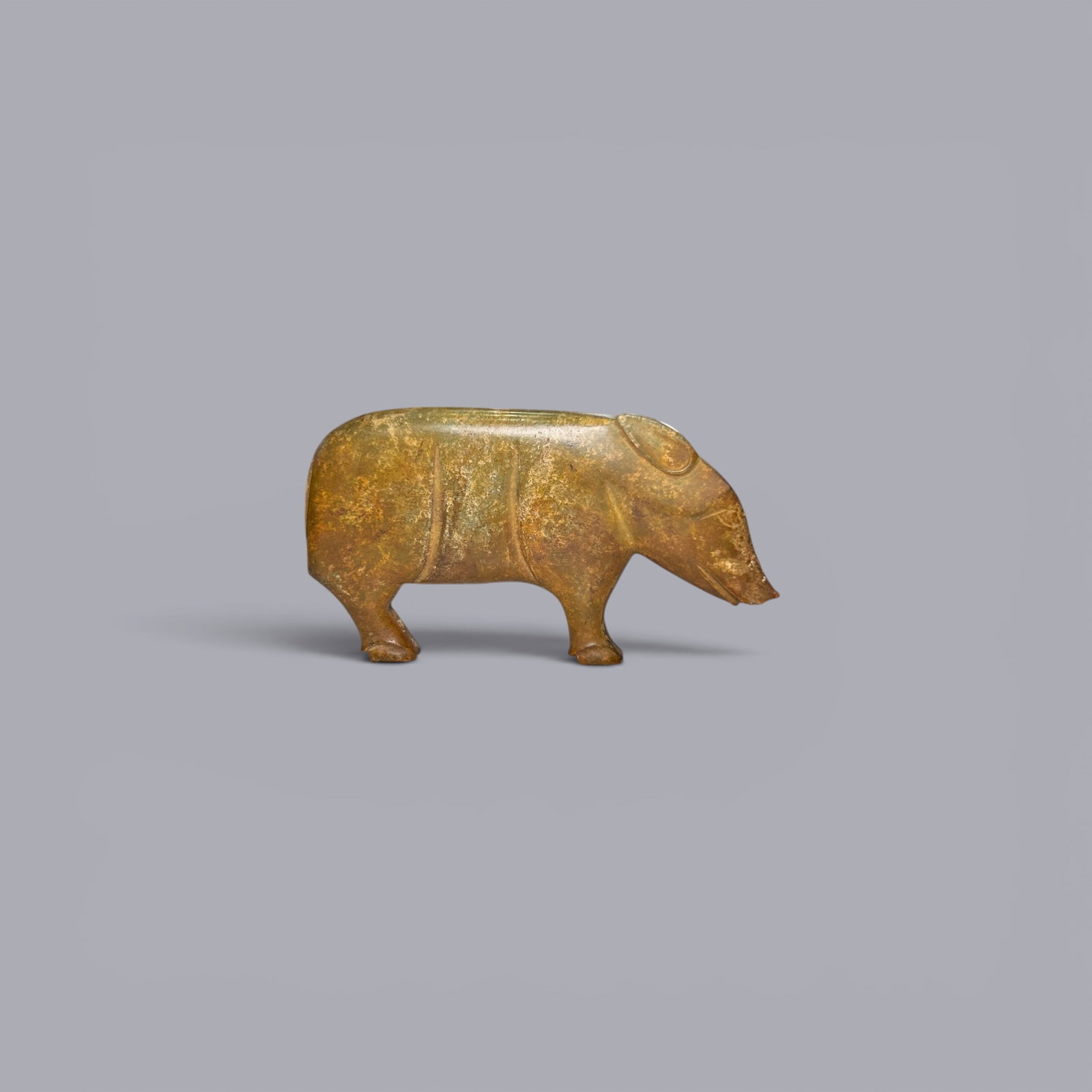 Chinese Art, A Jade Pig, 3rd Century BC-3rd Century AD, Han Dynasty: Chinese Art, A Jade Pig, 3rd Century BC-3rd Century AD, Han Dynasty, Length 8.1 cm, Width 4.3 cm.