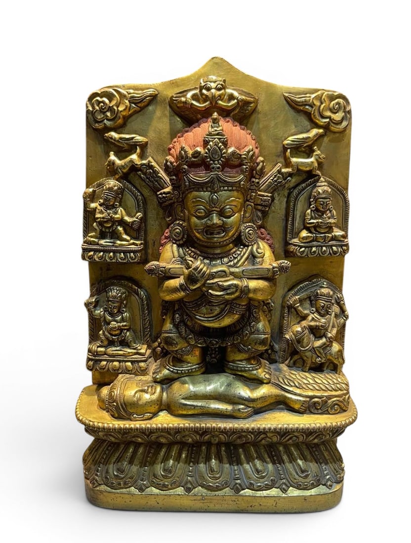 Himalayan Art, Tibet, A Gilt-Bronze Figure of Mahakala, 16th-18th Century: Himalayan Art, Tibet, A Gilt-Bronze Figure of Mahakala, 16th-18th Century, Height 21 cm, Width 15 cm.