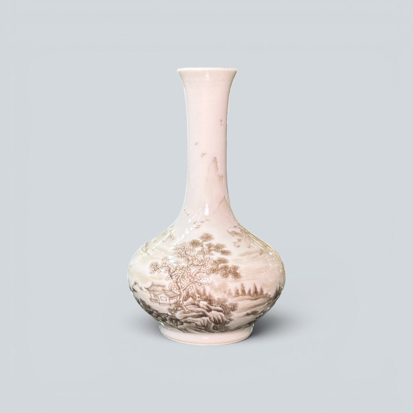 Chinese Art, A Moca Cai Vase Decorated with Landscapes, 17th-18th Century, Qing Dynasty (1 of 8)