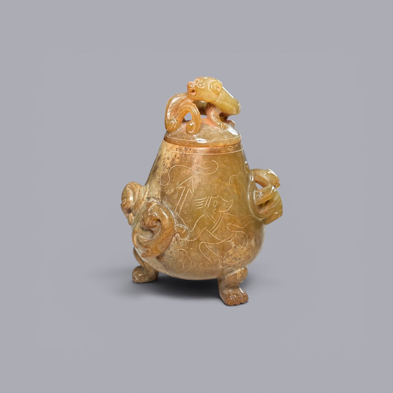Chinese Art, A Jade Jar Decorated with Dragons and Figures, 3rd Century BC-3rd Century AD, Han (1 of 8)