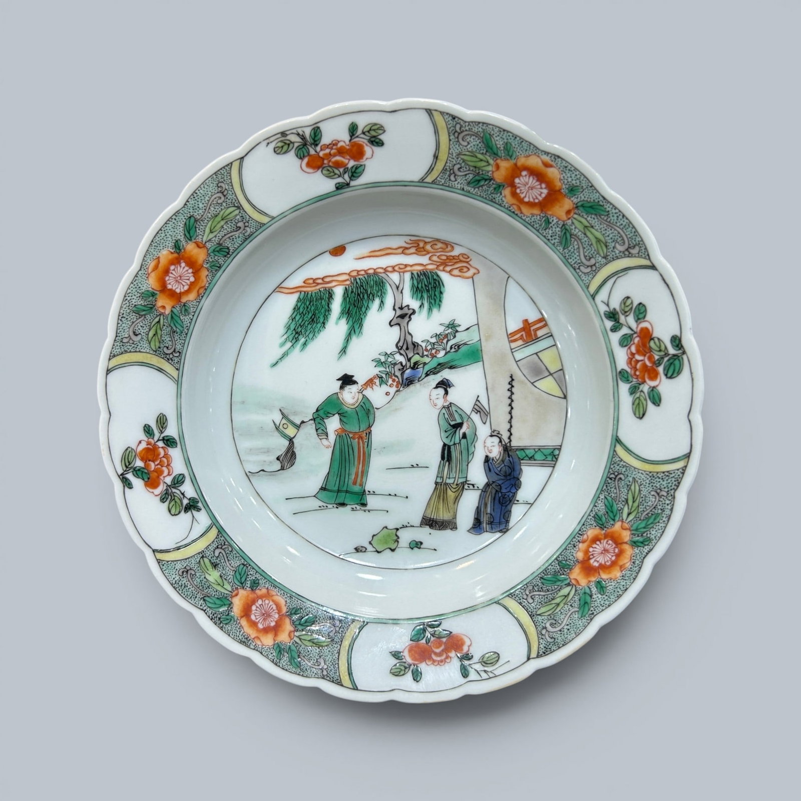 Chinese Art, A Wucai Dish Decorated with Figures, 17th Century, Qing Dynasty (1 of 5)