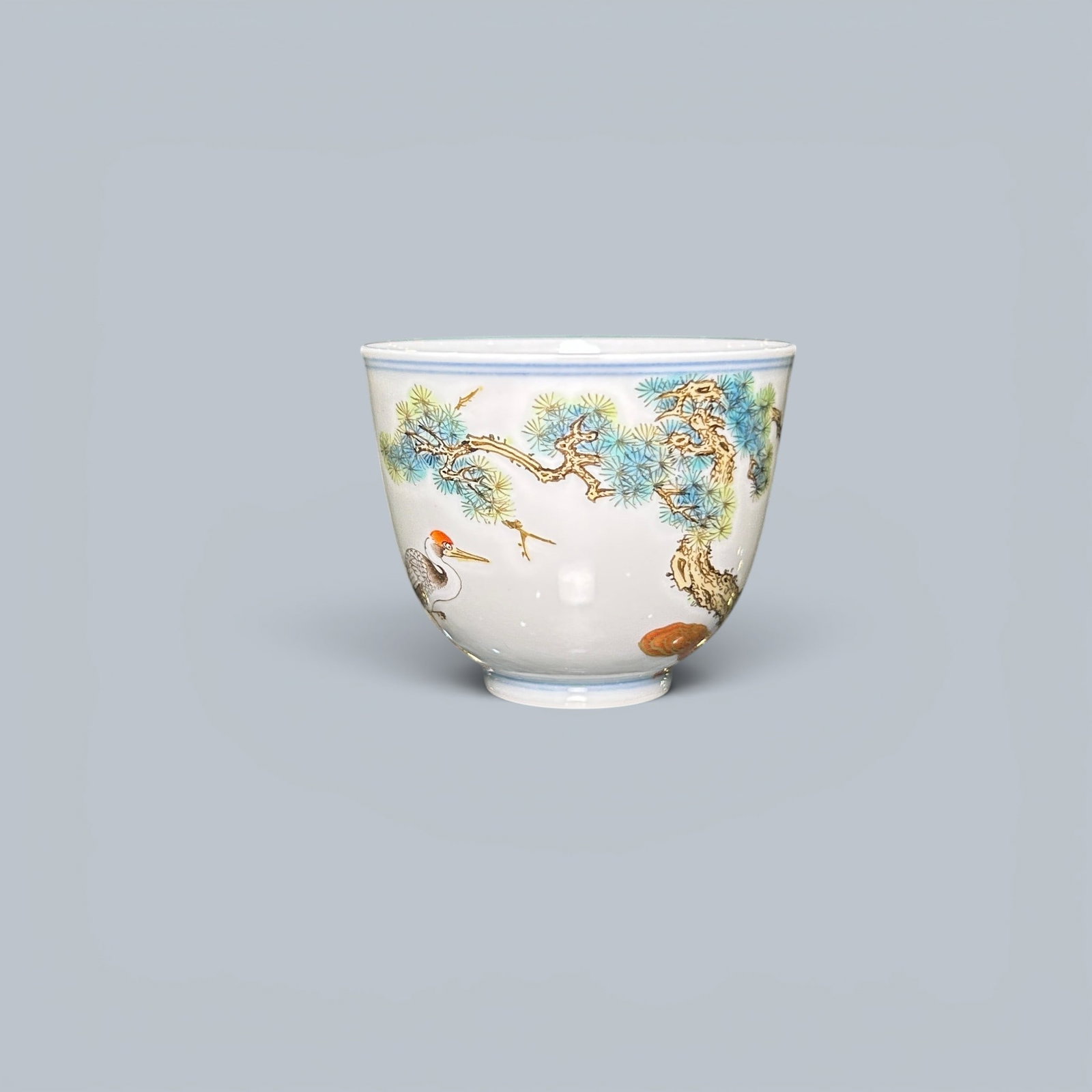 Chinese Art, A Wucai Cup Decorated with Cranes, 18th Century, Qing Dynasty (1 of 9)