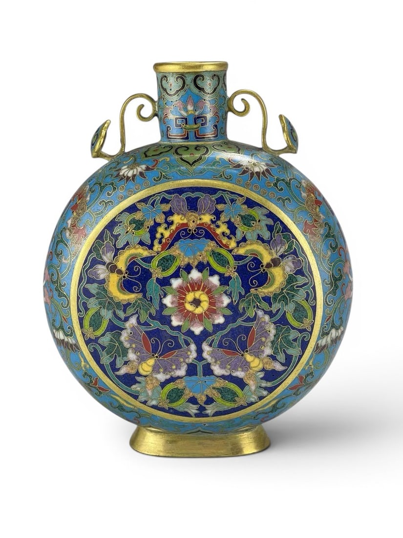 Chinese Art, A Gilt Copper Cloisonné Enamel Vase, 18th Century, Qing Dynasty (1 of 6)