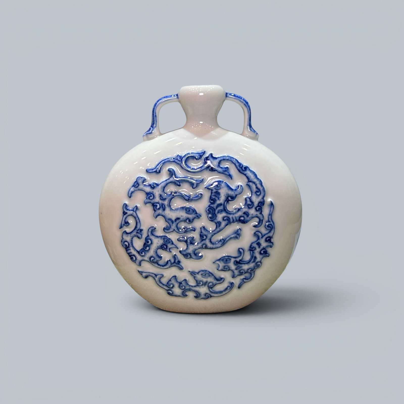 Chinese Art, A Blue and White Vase Decorated with Phoenixes, 18th Century, Qing Dynasty: Chinese Art, A Blue and White Vase Decorated with Phoenixes, 18th Century, Qing Dynasty, Height 12.2 cm.
