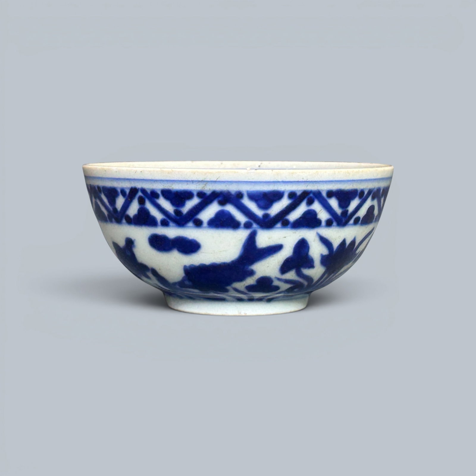 Chinese Art, A Blue and White Cup Decorated with Fish, 16th Century, Ming Dynasty: Chinese Art, A Blue and White Cup Decorated with Fish, 16th Century, Ming Dynasty, Height 4 cm, Diameter 8.8 cm.