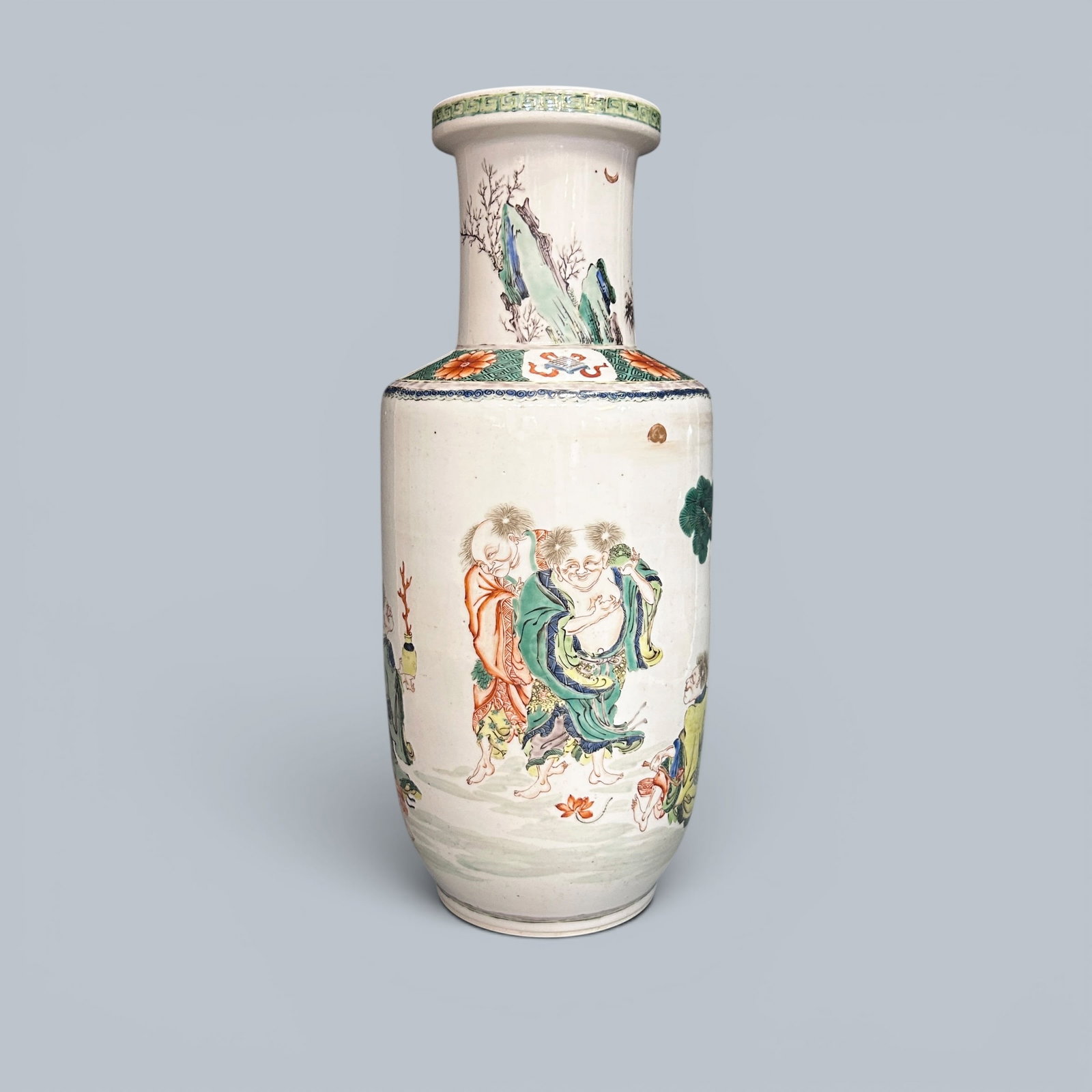 Chinese Art, A Wucai Vase Decorated with Figures, 17th Century, Qing Dynasty: Chinese Art, A Wucai Vase Decorated with Figures, 17th Century, Qing Dynasty, Height 45.1 cm.