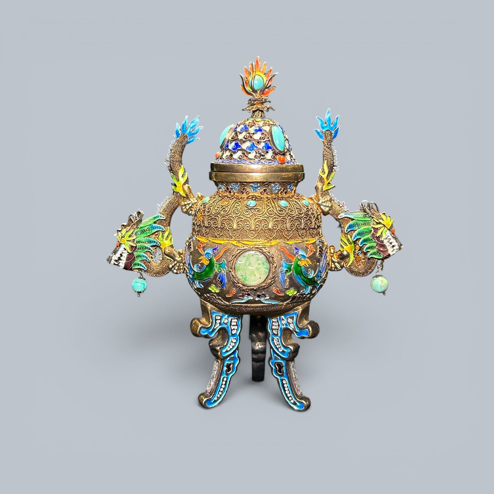 An Underglaze Blue and Red Jar Decorated with Melons and Fruits, 18th Century, Qing Dynasty: An Underglaze Blue and Red Jar Decorated with Melons and Fruits, 18th Century, Qing Dynasty, Height 29 cm .
