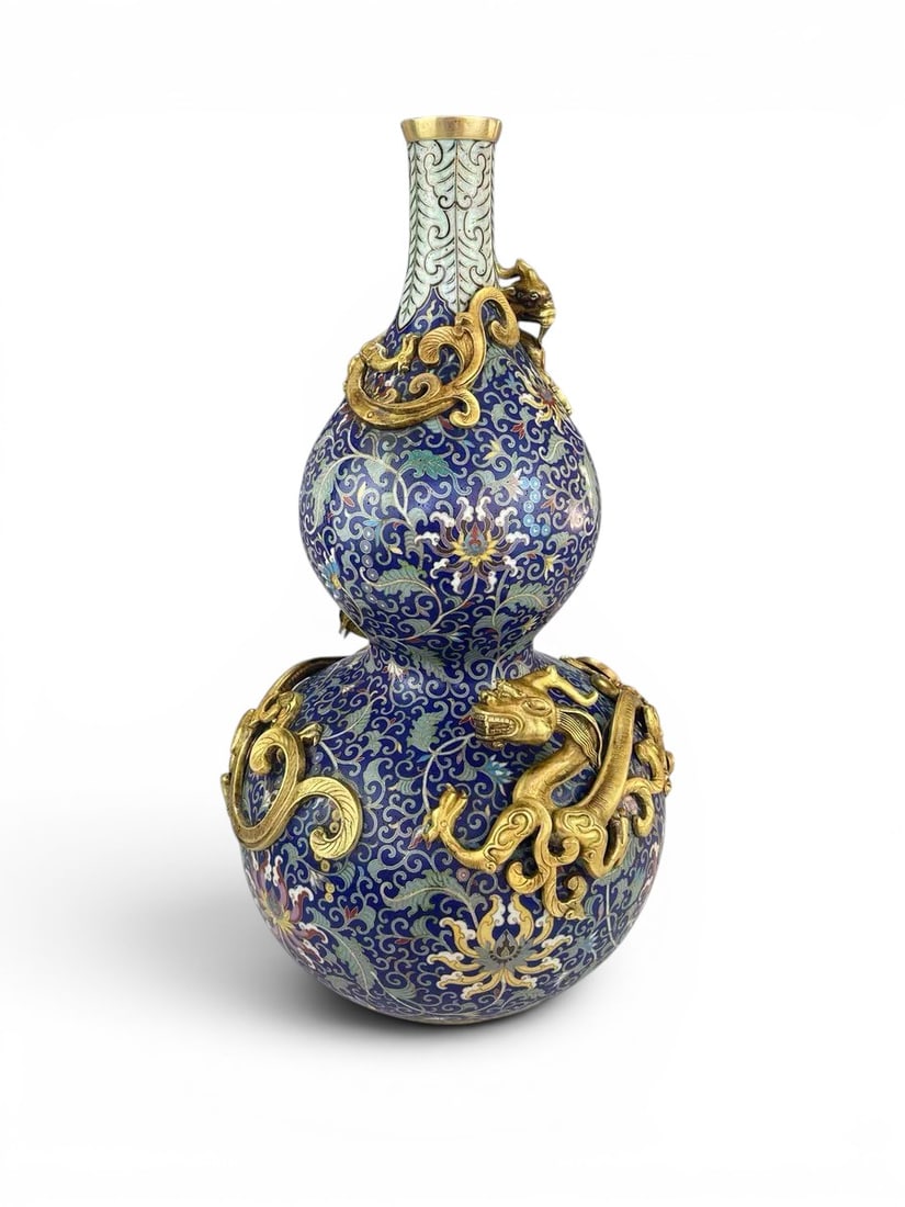 A Gilt Cloisonné Enamel Double-Gourd Vase, 20th Century, Qing Dynasty (1 of 5)