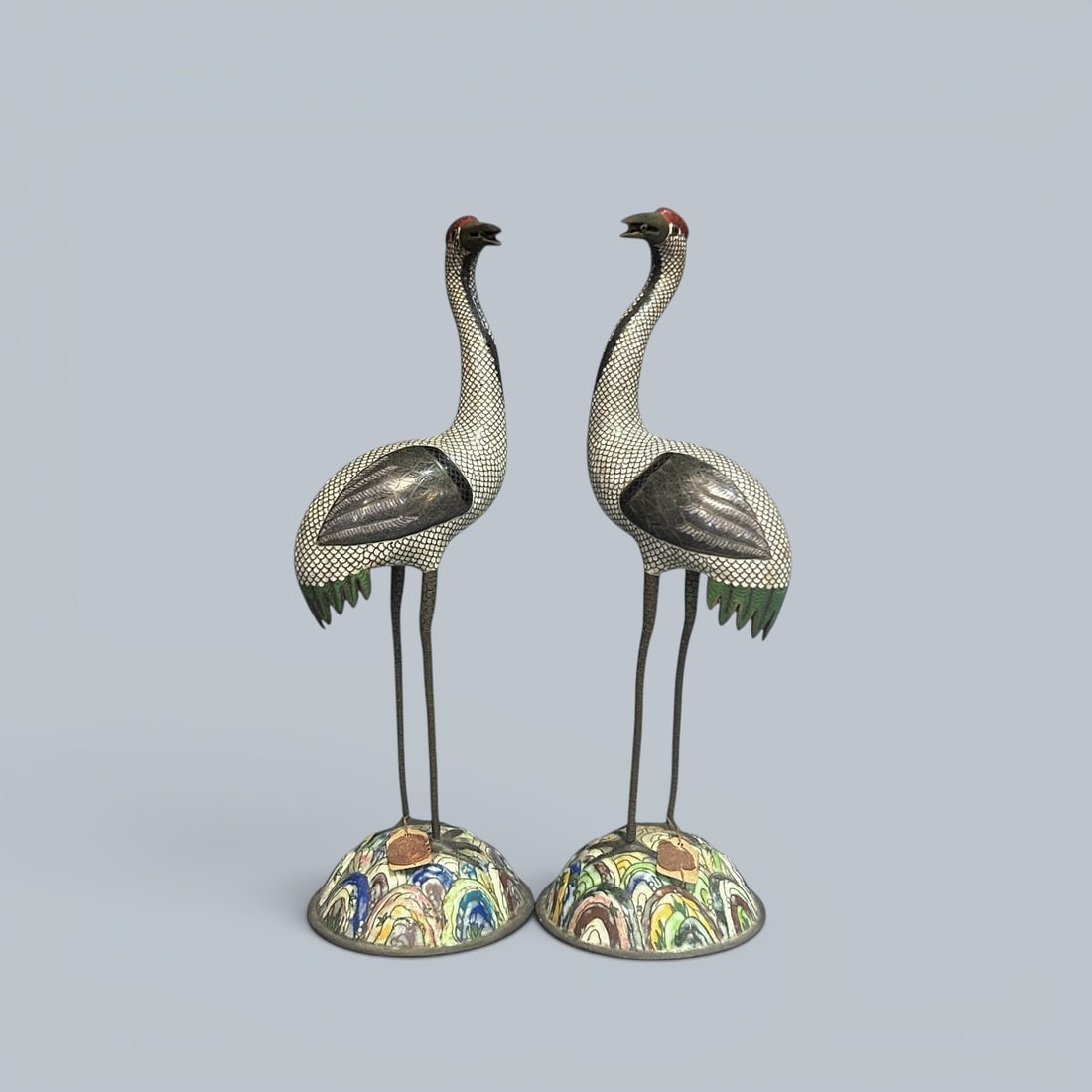 Chinese Art?A Pair of Cloisonné Enamel Cranes, 19th Century, Qing Dynasty (1 of 4)