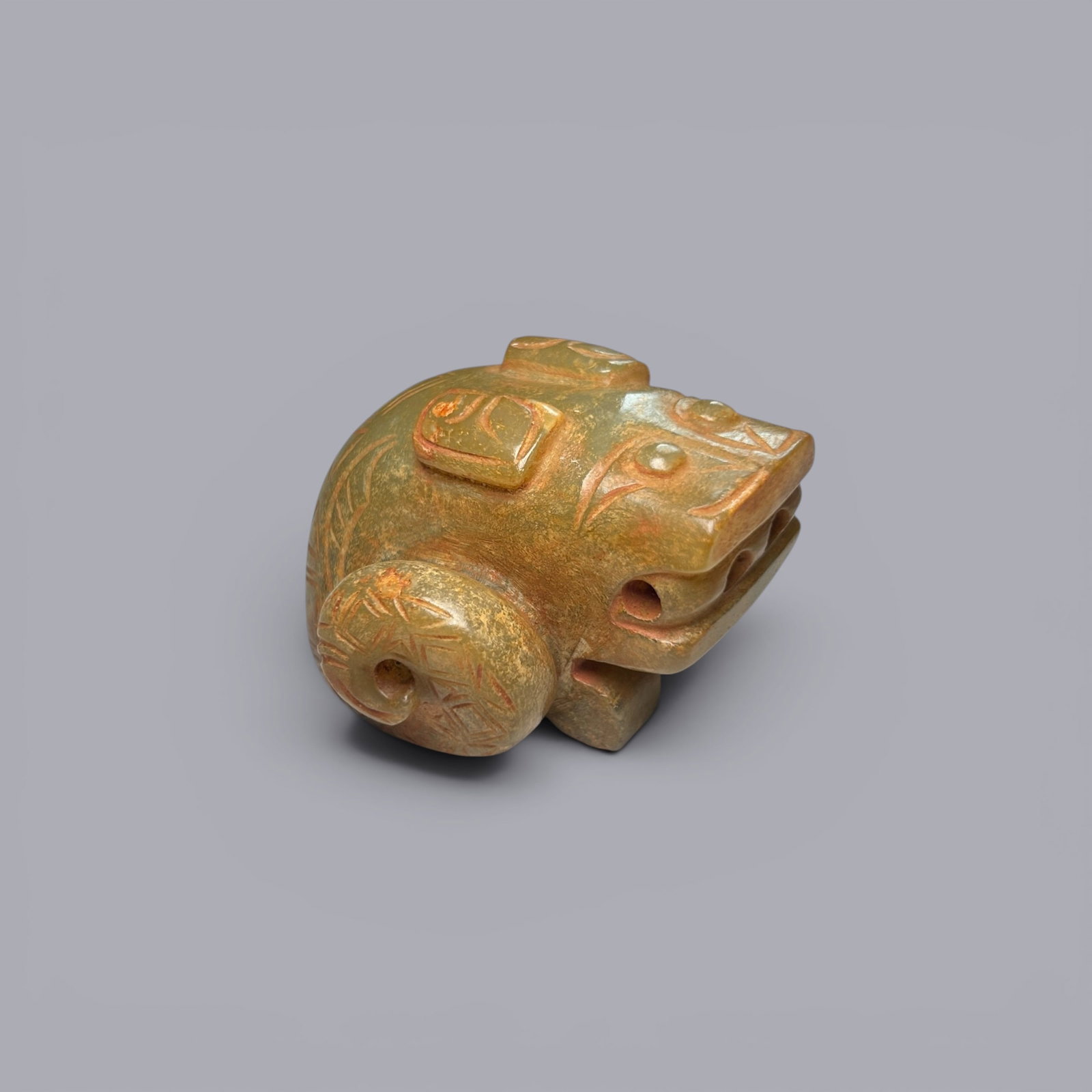 Chinese Art, A Jade Beast, 10th–3rd Century BC, Zhou Dynasty: Chinese Art, A Jade Beast, 10th–3rd Century BC, Zhou Dynasty, Height 3.3 cm, Length 5.2 cm, Width 4 cm Condition Report:good condition, no issues