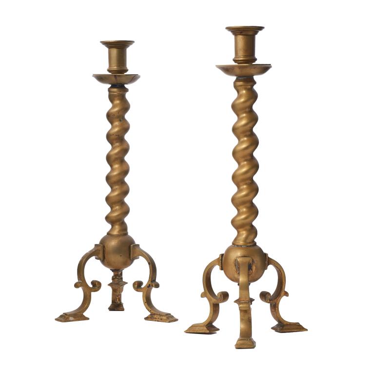 Pair Barley Twist Brass Candlesticks (1 of 1)