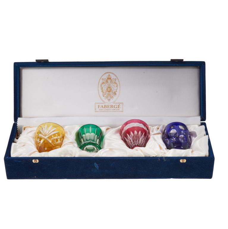 Boxed set of 4 Faberge vodka glasses (1 of 5)