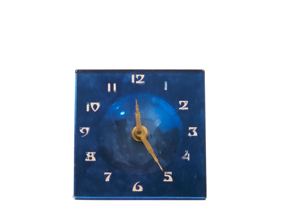 Blue Deco mirror glass clock Blue Deco style mirror glass (1 of 4)