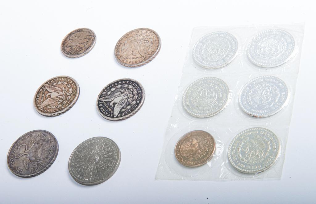 Assorted lot of silver Coins Assorted lot of 12 Coins, including but not exclusive of four American (1 of 2)