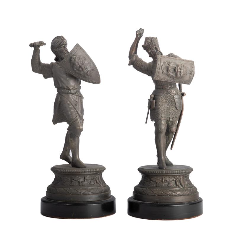 Early 20th century figure of two crusaders Early 20th century white metal figure of two (1 of 1)