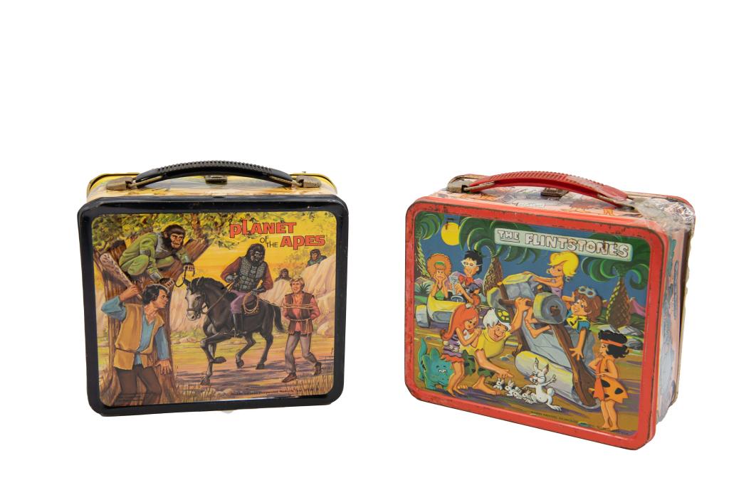 Flintstones and Planet of the Apes Lunch Boxes: Flintstones— c. 1971 Planet of the Apes— c. 1974