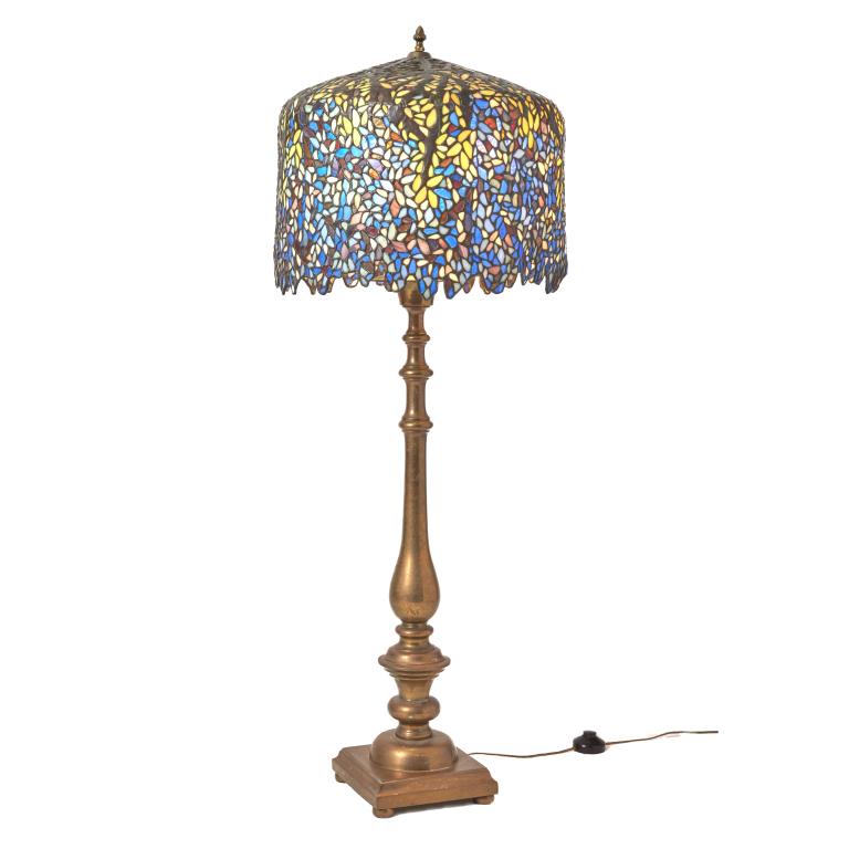 Tiffany Style Floor Lamp with Leaded Glass Shade (1 of 1)