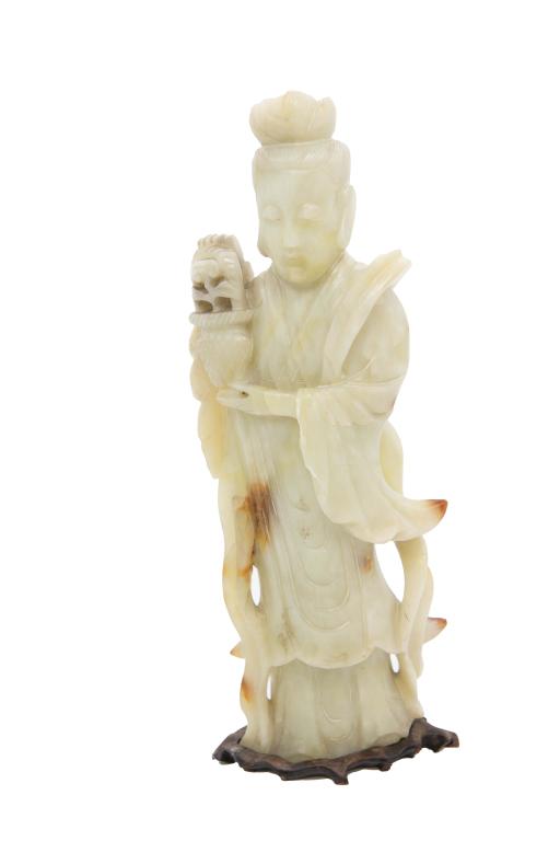 Soap Stone of Quan Yin: Late 19th/Early 20th Century Chinese soap stone of goddess Quan Yin