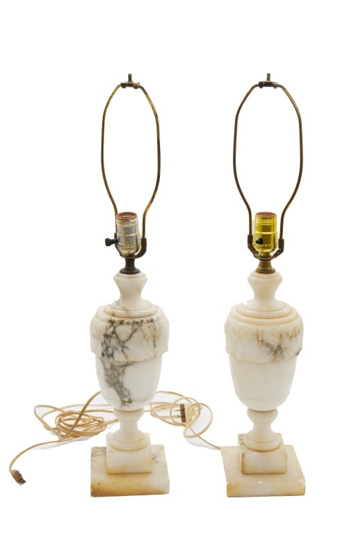 Pair of Neo-Classical Alabaster Lamps (1 of 12)