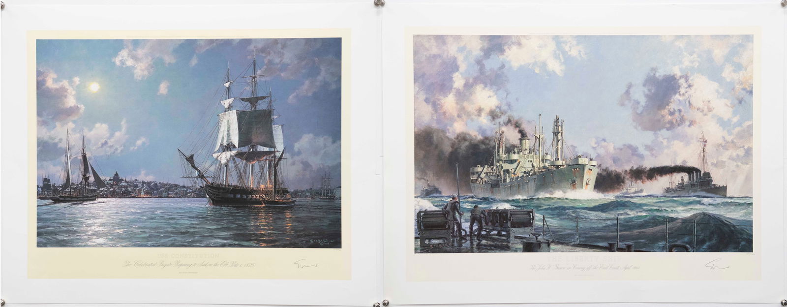 USS Constitution & Liberty Ship by John Stobart (1 of 5)
