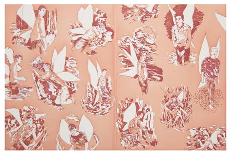 The Homosexual Neurosis (Pink) by Hernan Bas: Revised Endpapers for The Homosexual Neurosis (pink) by Hernan Bas (1978), circa 2013 Edition of 25 Color aquatint (printed resist). Approximate size: 31&#189;" x 47&#189;" Hernan Bas makes paintings