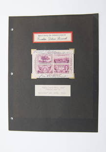 Franklin Delano Roosevelt Autographed Stamps: Franklin Delano Roosevelt Autographed Stamps Issued during the Administration of Franklin Delano Roosevelt. Autographed by President Franklin Roosevelt and Secretary Harold Ickes. Approximate Site Siz