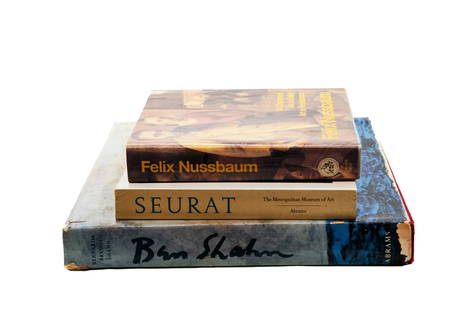 Group of 3 Assorted Art Reference Books: Felix Nussbaum: Art Defamed, Art in Exile, Art in Resistance, 1997 Seurat the Metropolitan Museum of Art, 1991 Ben Shahn by Bernarda Bryson, Abrams First Edition Approximate Size of Smallest Book: 9.7