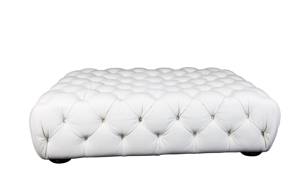 Ralph Lauren Tuxedo Buttoned Leather Ottoman (1 of 11)