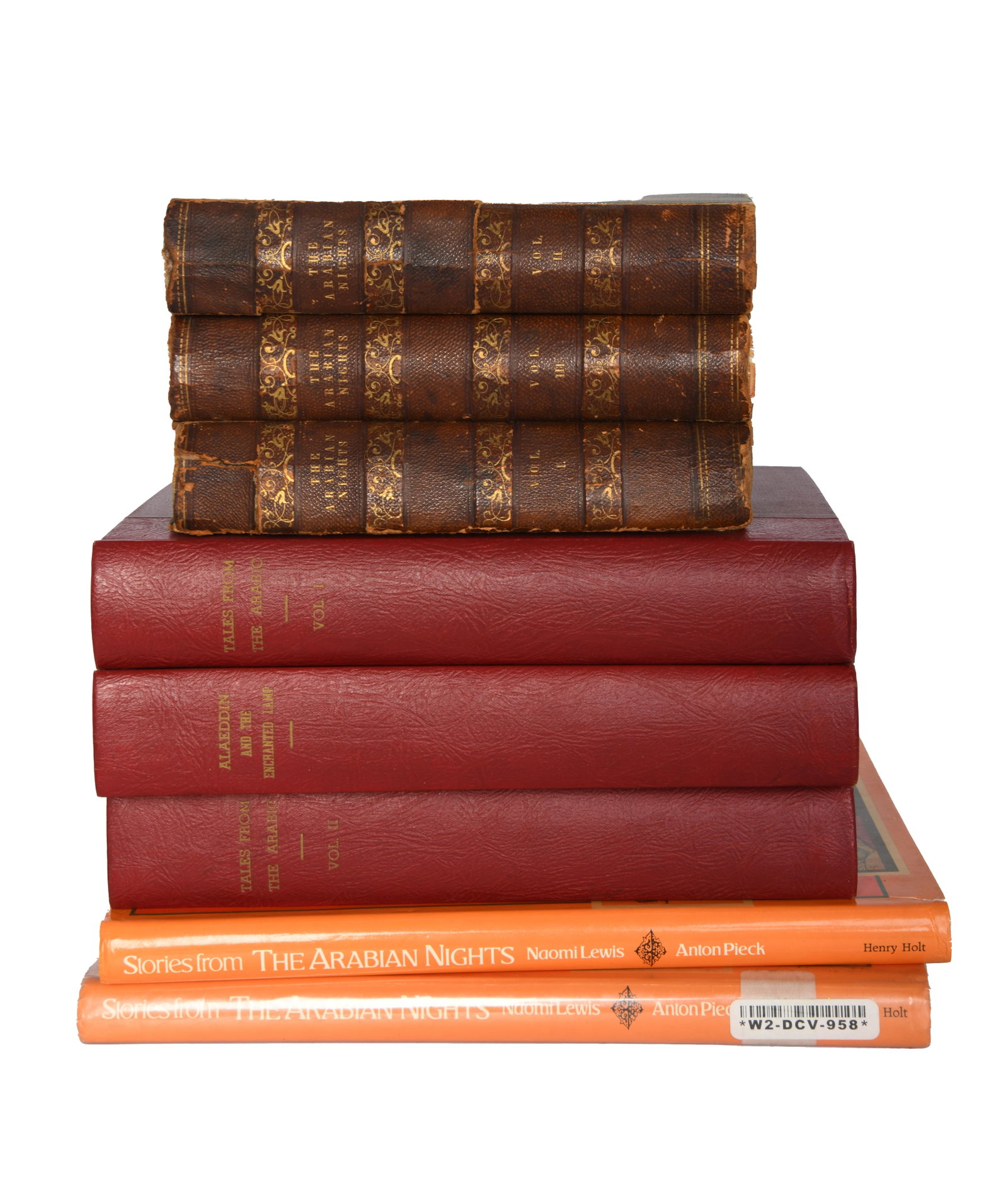 5 copies of Arabian Nights + 3 Arabic Tales: 1. Alaeddin and the Enchanted Lamp; Zein Ul Asnam and the King of the Jinn: Two Stories Done Into English From the Recently Discovered Arabic Text by John Payne Printed for Subscribers only in1889 Lea