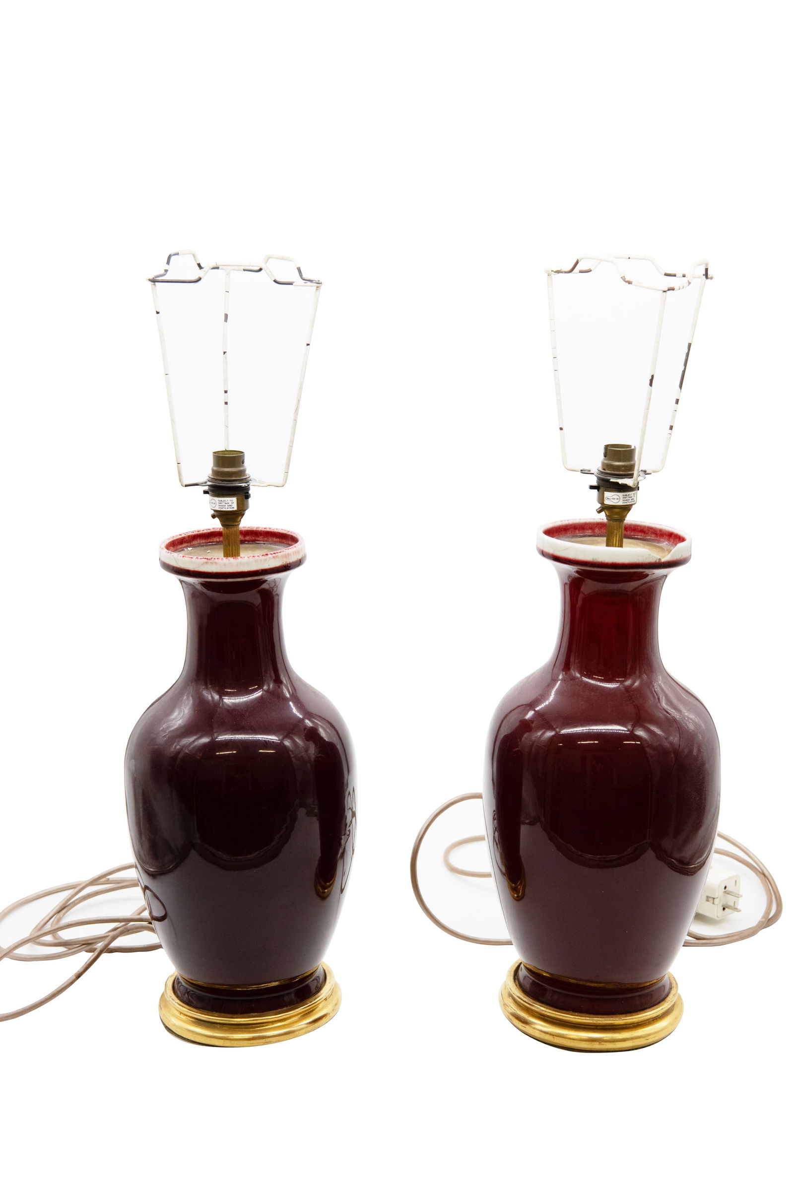 Pair Ox Blood Ceramic Lamps (1 of 5)