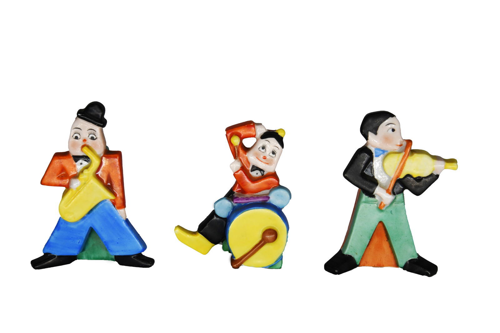 Goebel Jazz Band Place Card Holders: Goebel Jazz Band Place Card HoldersThree Goebel Jazz Band Place Card HoldersApproximate Size of Smallest Piece: 3" h x 2.5" W x 2.5" DApproximate Size of Largest Piece: 3.25" H x 2