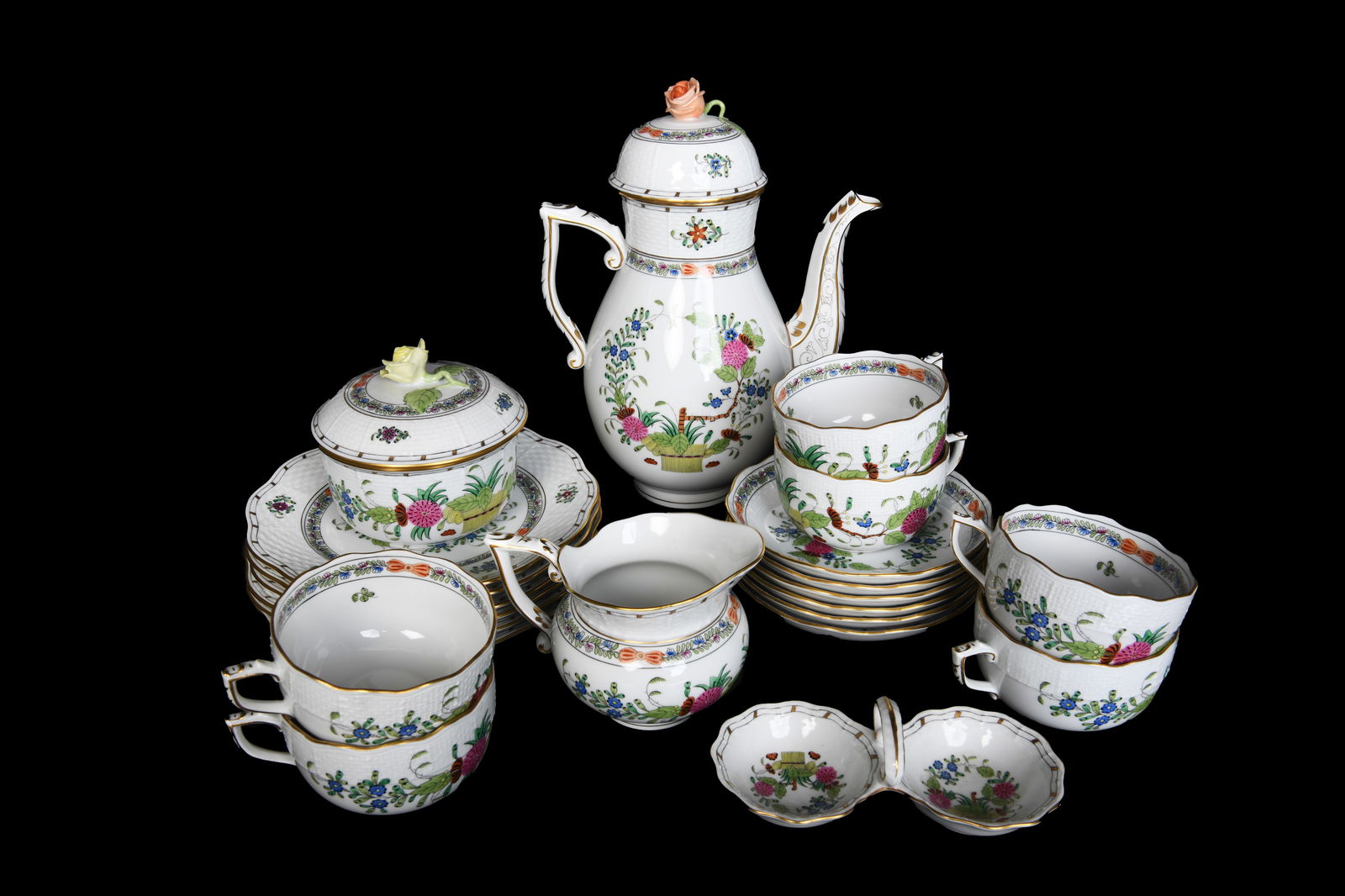 Herend Porcelain Coffee Service, Indian Basket, Multicolor (1 of 10)