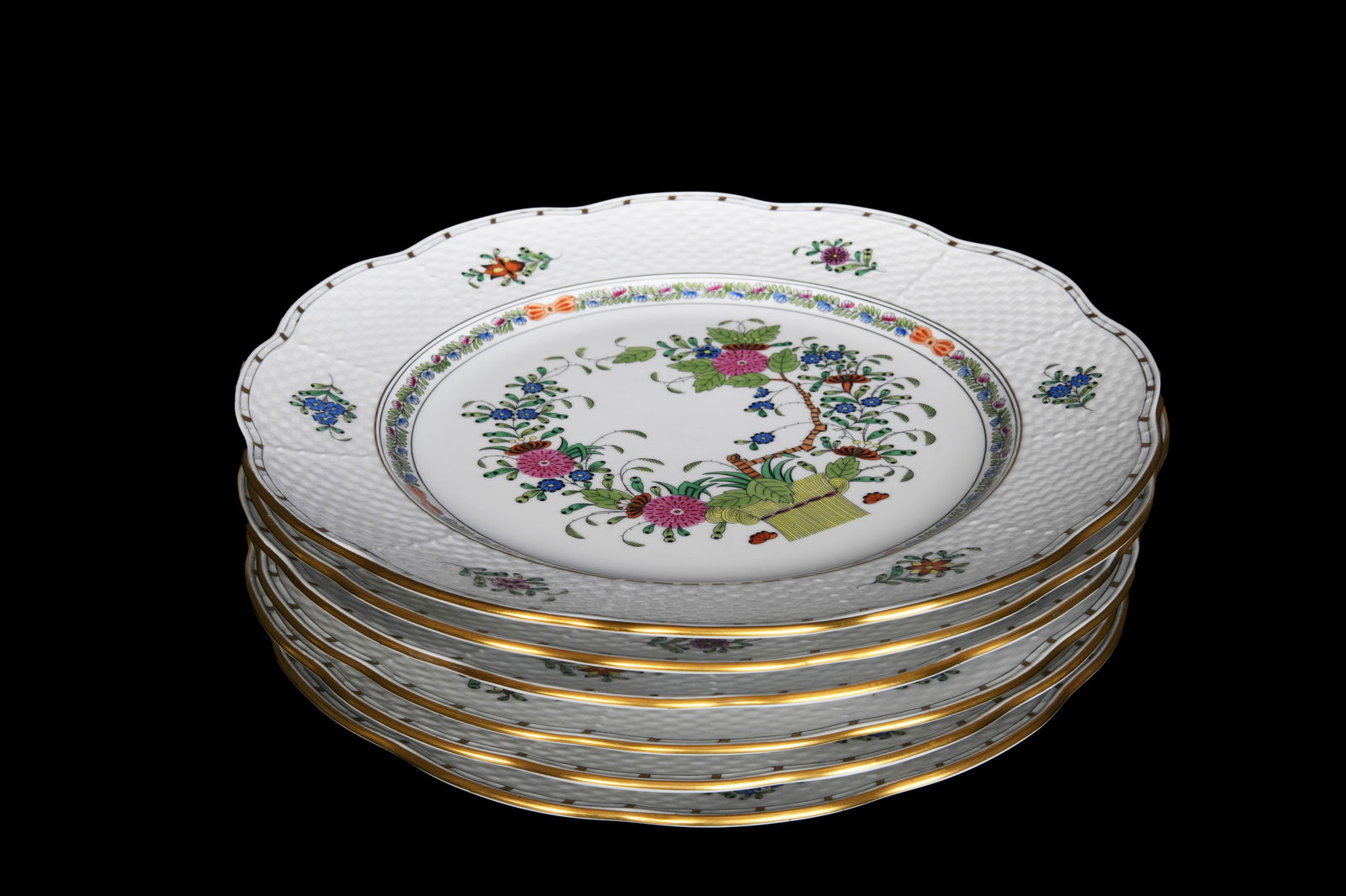 Herend Porcelain Dinner Plates, Indian Basket, Multicolor (1 of 6)