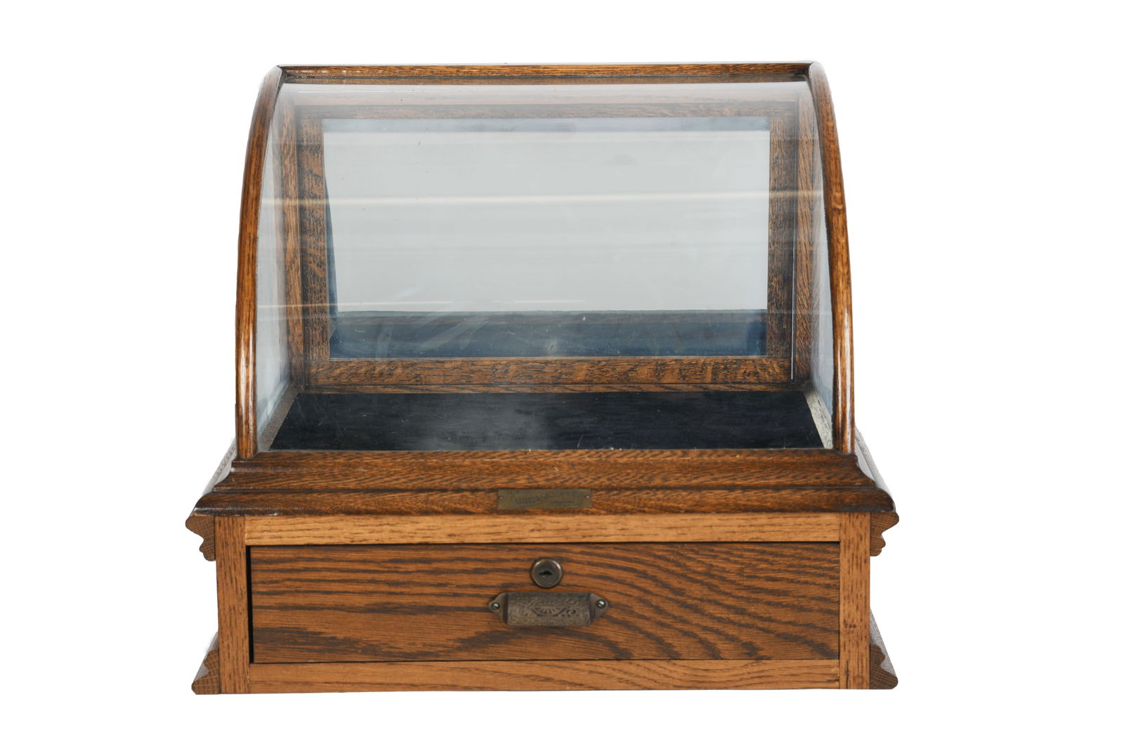 Antique Airbanks Co. Curved Glass Countertop Display Showcase Cabinet with Drawer Base (1 of 14)