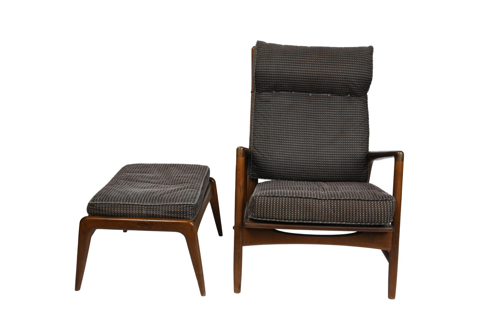 Mid Century Danish Ib Kofod-Larsen for Selig Chair with Ottoman: Mid Century Danish Ib Kofod-Larsen for Selig Chair with OttomanIb Kofod-Larsen (1921-2003) for SeligMid Century Modern Danish Ib Kofod-Larsen (1921-2003) for Selig Reclining lounge chair with ottoman
