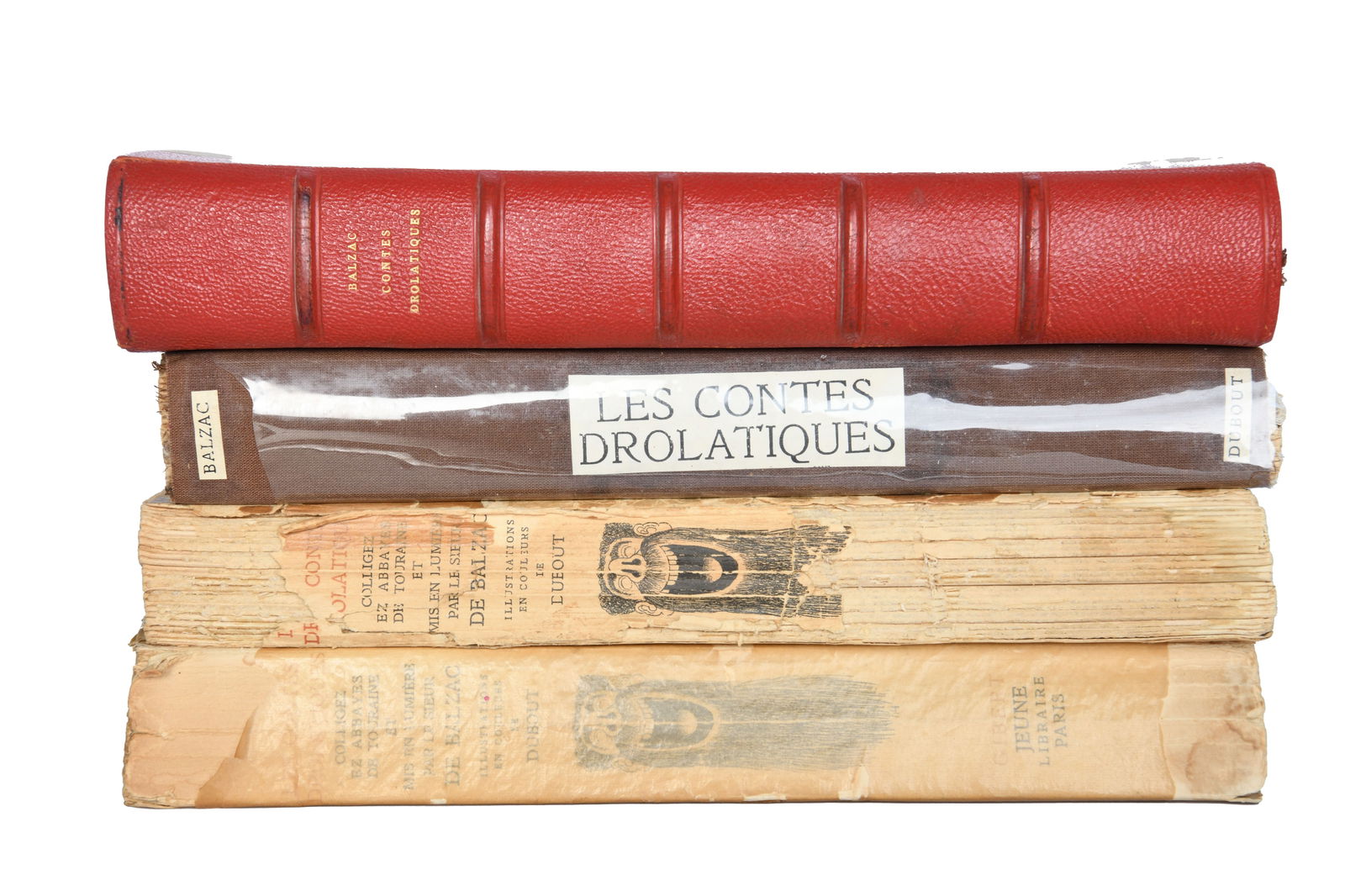 Les Contes Drolatiques: Les Contes DrolatiquesFour Les Contes Drolatiques Books.One Book Leather Bound.Conditon on All Books:One hardcover, three paperbackMarble design and raised bands on one bookDeckle edge pages