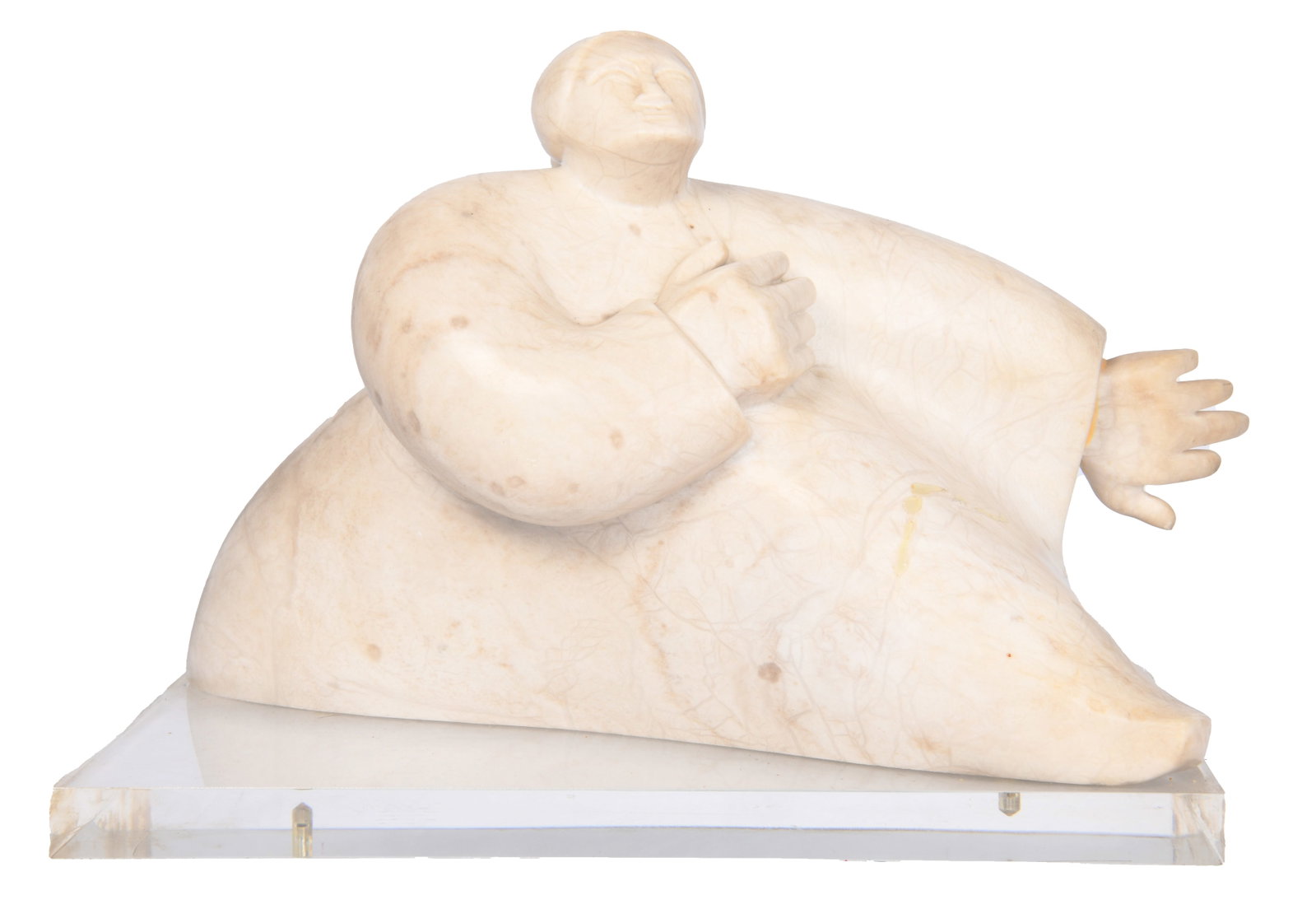 Leonora Eunice Arye, 1931-2001, Stone Sculpture of a Woman, Stone: Leonora Eunice Arye 1931-2001 Stone Sculpture of a Woman Stone Carved and assembled stone sculpture on lucite base Inscribed: L Arye Leonora Arye was an American sculptor and writer known for her scul
