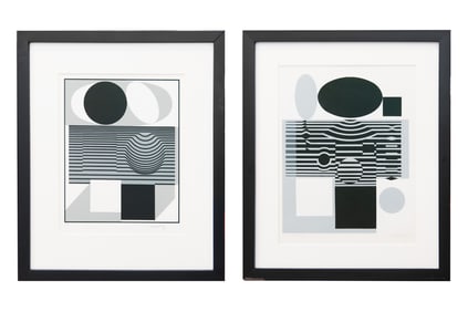 Victor Vasarely, Hungarian/French 1906-1997, Santorini & Ondho, Group of 2, Screenprints