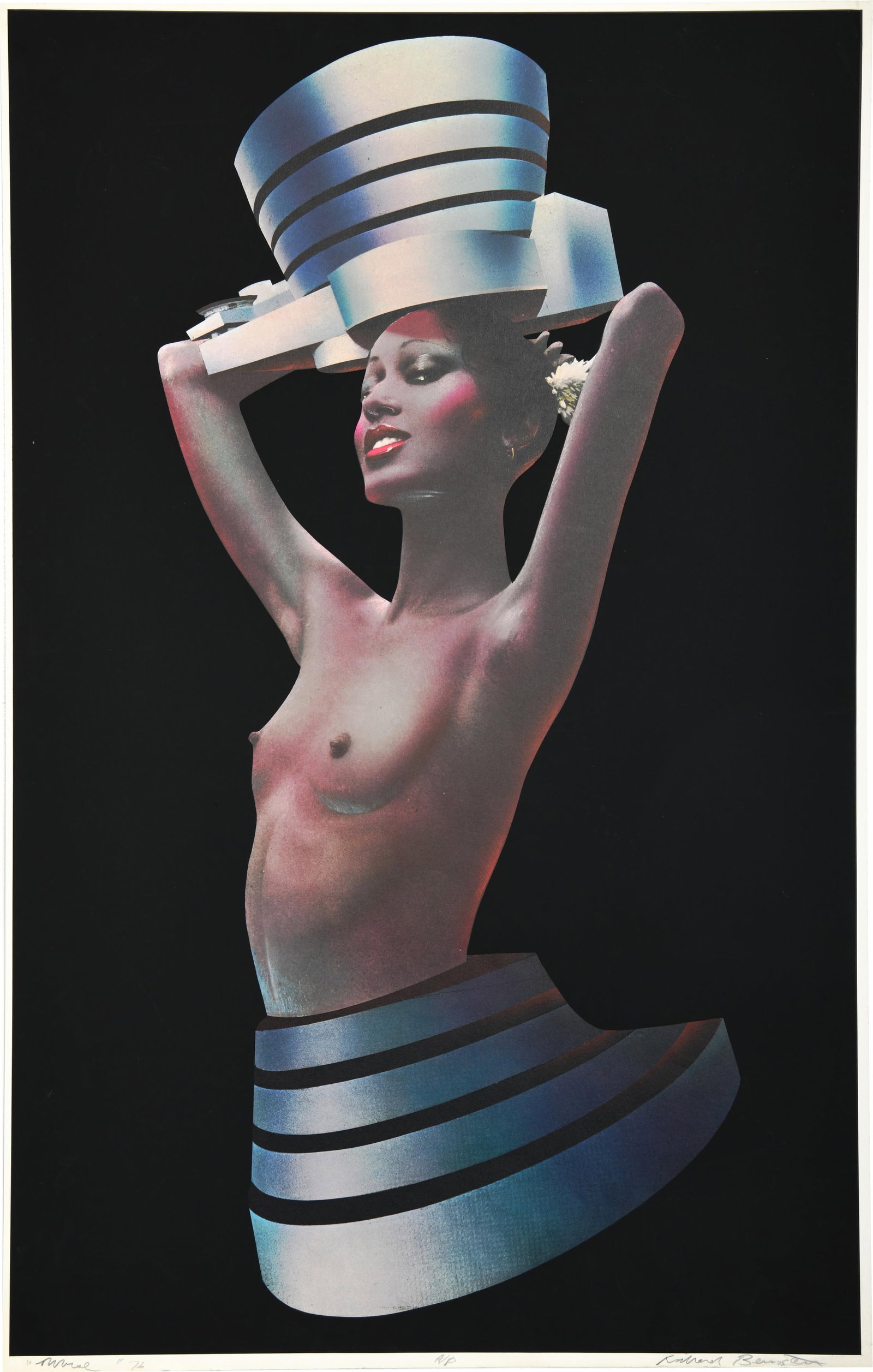 Richard Bernstein, American 1939-2002, Muse (Pat Cleveland), Silkscreen on Paper: Richard BernsteinAmerican, 1939-2002Muse (Pat Cleveland)Silkscreen on PaperRichard BernsteinMuse (Pat Cleveland)Hand signed bottom rightInscribed 'le muse 76' bottom left1976 A/P -Artist P