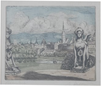 Emerich Schaffran, Etching of Belvedere by Emerich Schaffran, Etching, 12.75? H x 14.25? W