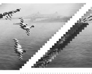 Arthur Leipzig, American 1918-2014, Growing Up in New York, Divers East River, Silver Gelatin Print