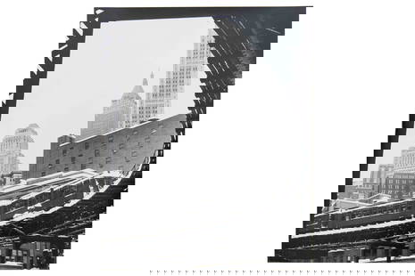 Benn Mitchell, 1926-, Third Avenue El Subway Curve, Silver Gelatin Print: Benn Mitchell1926-Third Avenue El Subway CurveSilver Gelatin PrintInscribed on verso:'1947 Benn Mitchell BM48'From the private collection of a New York City Financial Firm.Frame in as is c