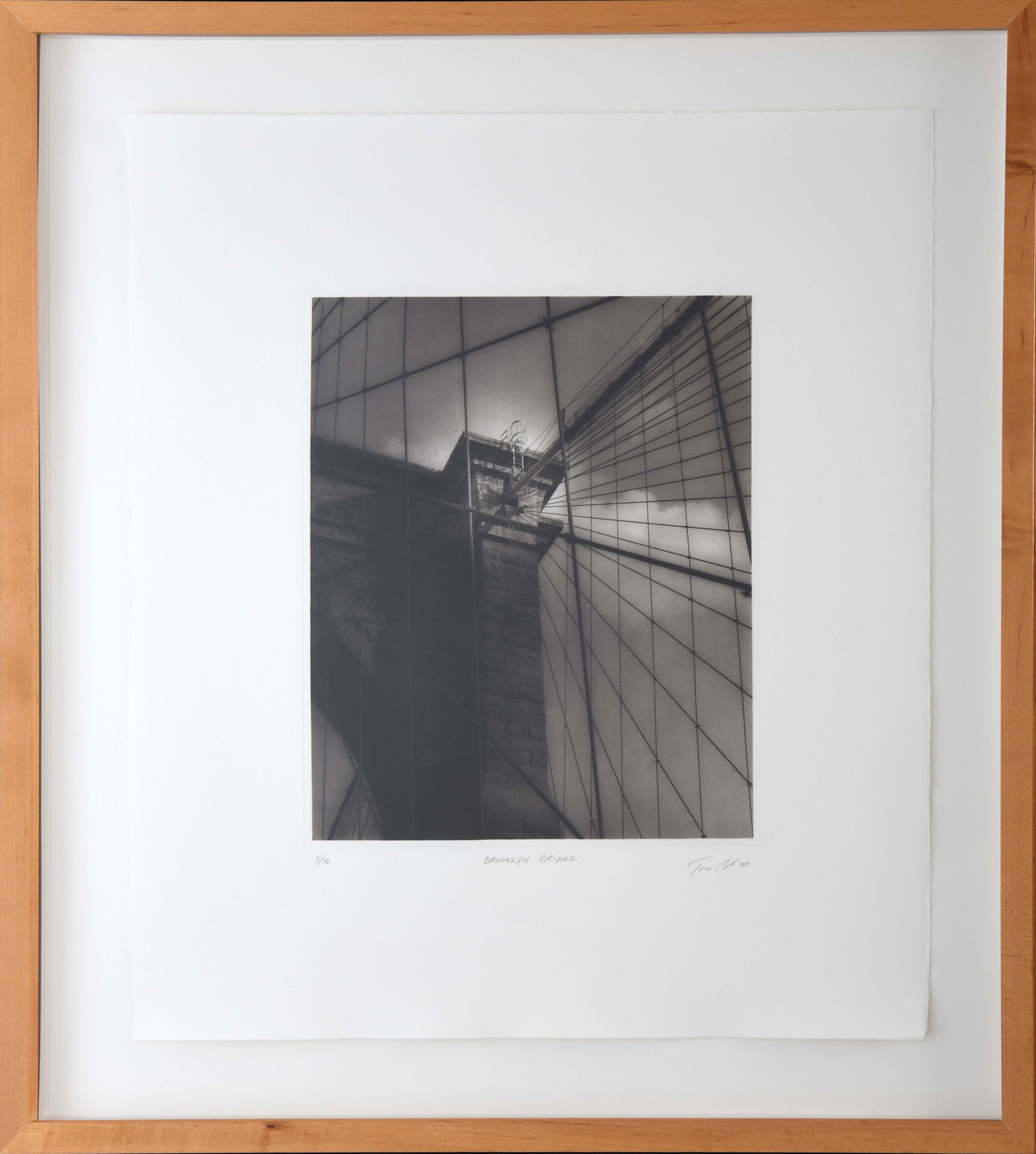 Tom Baril, American 1952-, Brooklyn Bridge, 1999, 3/50, Photogravure (1 of 3)