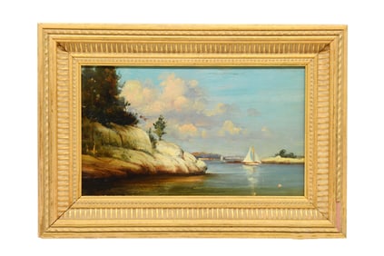 Peter Layne Arguimbau, American 1951-, Seaside Scene, Oil on Panel