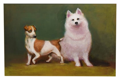 Peter Layne Arguimbau, American 1951-, Portrait of Dogs, Oil on Panel