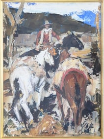 James Lee Colt, 1922-2005, Packing Out, Gouache on Paper
