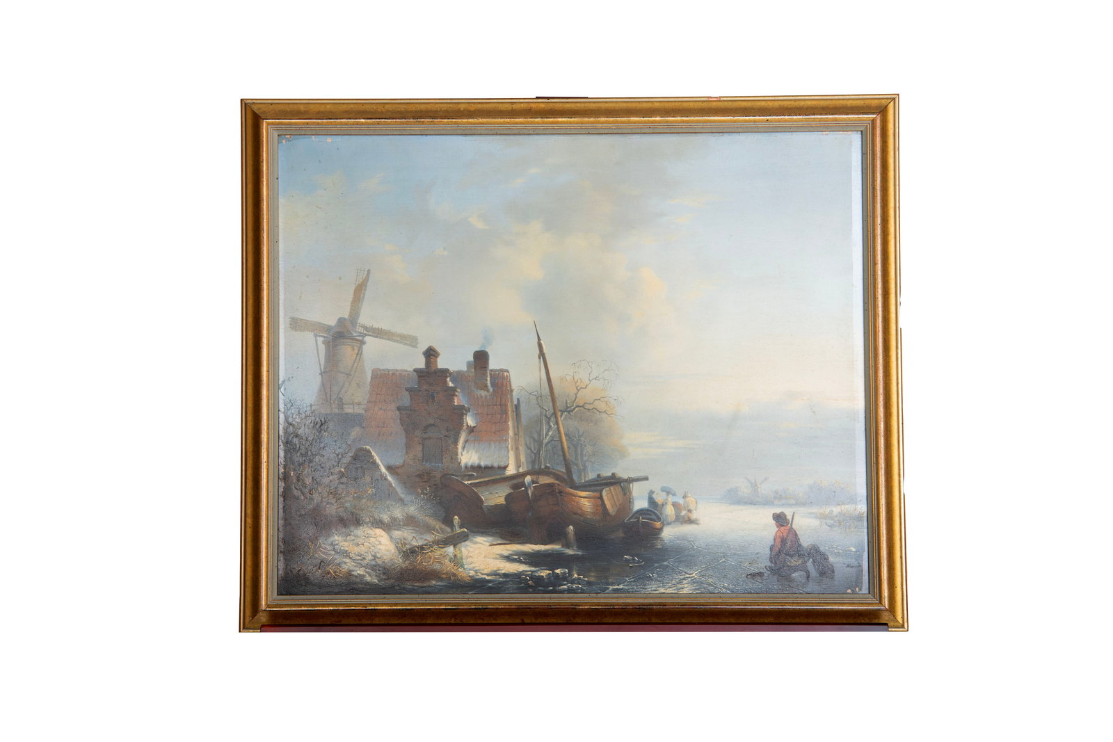 Henry Joseph Leickert, Frozen Canal: Charles LeickertBelgian, 1816-1907Frozen Canal near Deventer, Charles Henri Joseph LeickertOil on BoardFrozen Canal near Deventer by Charles Henri Joseph Leickert (1816-1907) Belgian landscape and ved